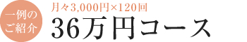 一例のご紹介 月々3,000円×120回 36万円コース