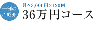 一例のご紹介 月々3,000円×120回 36万円コース