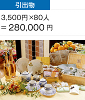 引出物 3,500円×80人=280,000円